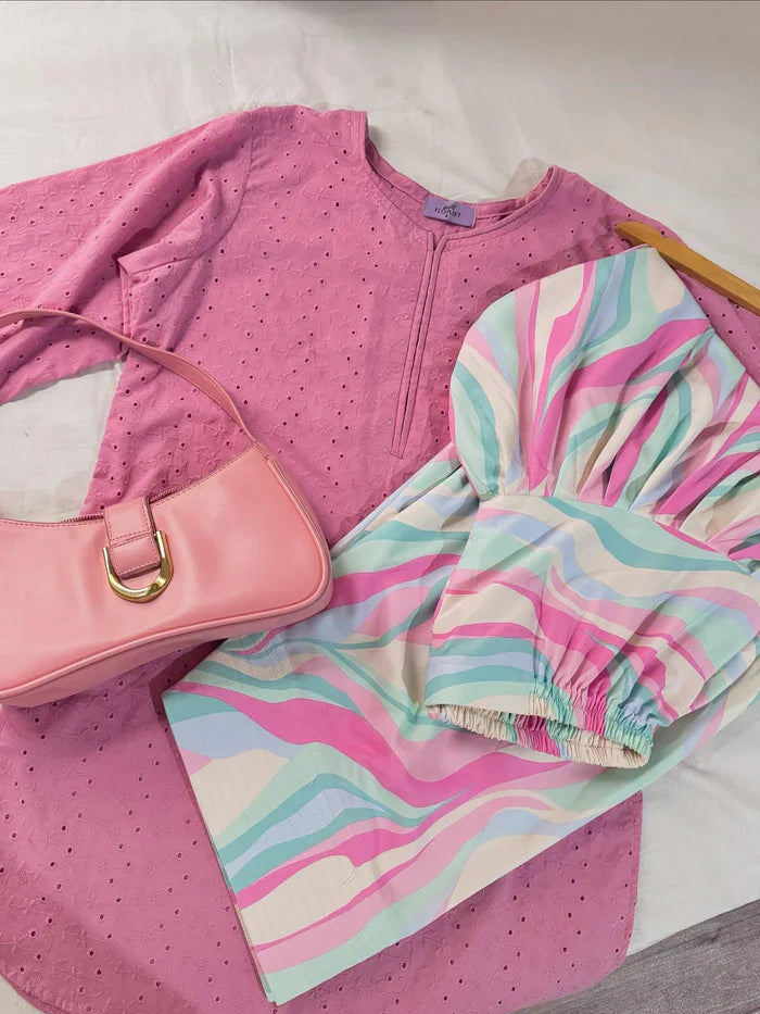 BLUSH CHICKENKARI SET ( FARSHI SHALWAR )